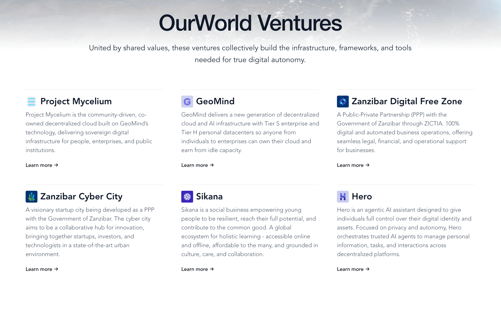 Venture section before rebrand